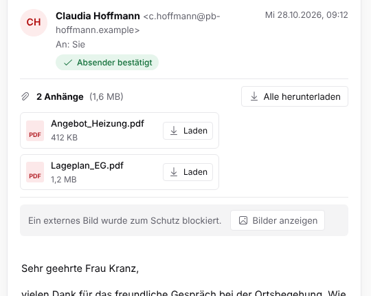 Email with a blocked external image