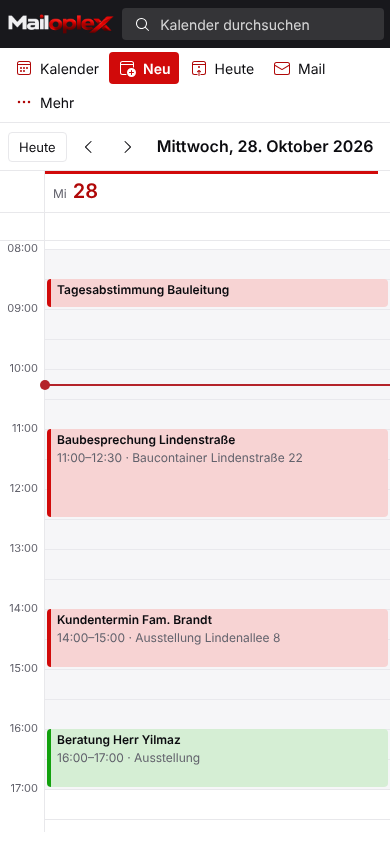 Tagesansicht des Kalenders auf dem Smartphone