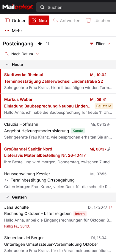 Posteingang auf dem Smartphone