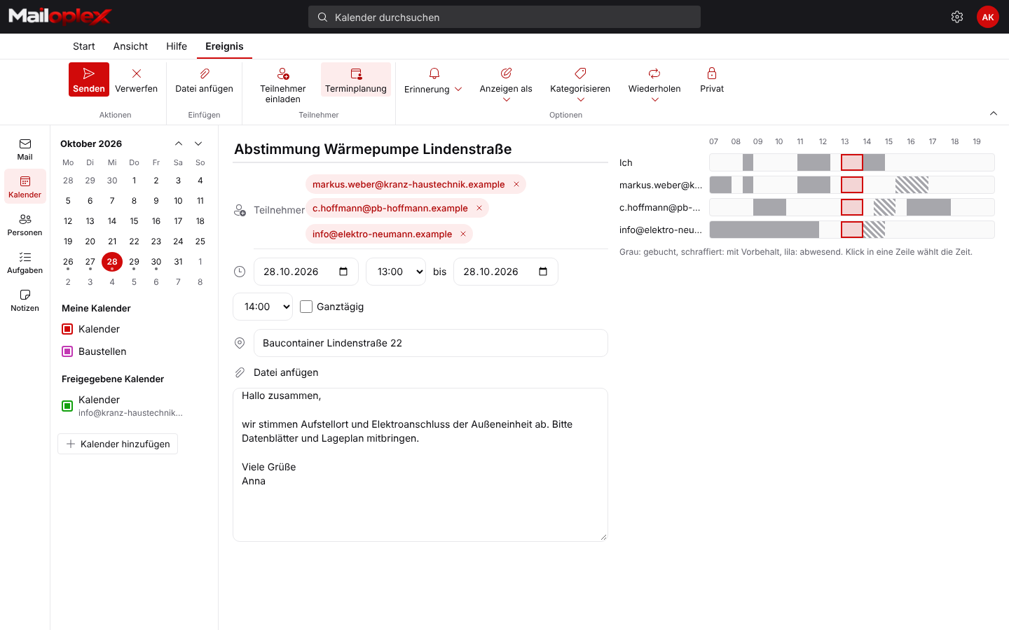New meeting with scheduling assistant